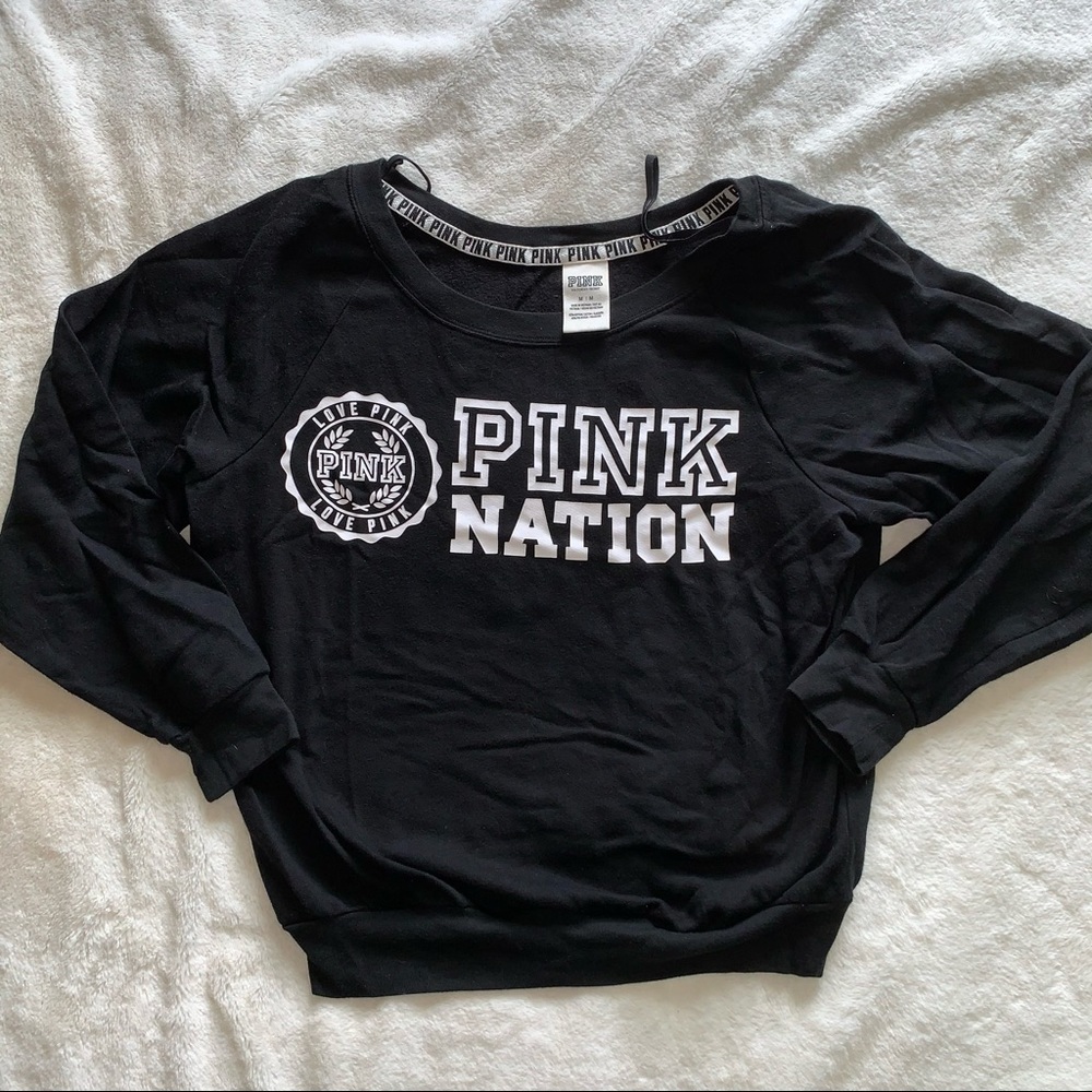 VS PINK Black Off Shoulder Slouchy Top